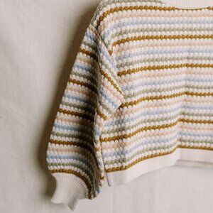 NWT Rylee + Cru Boxy Striped Tan Multicoloured Sweater